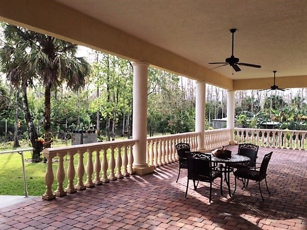 Covered porch and grounds